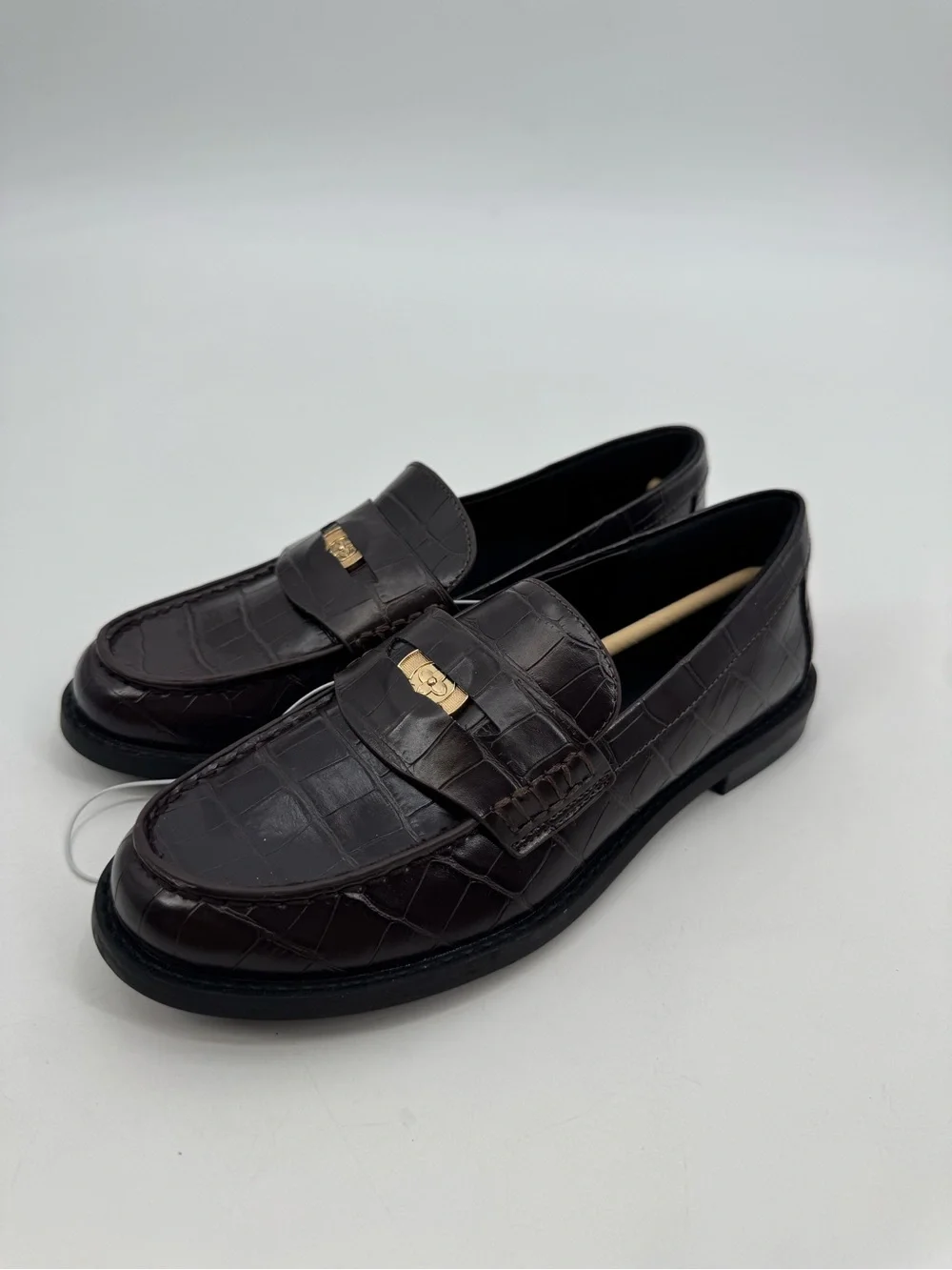A New Day Phyllis Brown Croc Embossed Penny Loafers Women’s 6.5 Academia Preppy